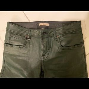 Burberry Brit leather jeans dark greens size 38